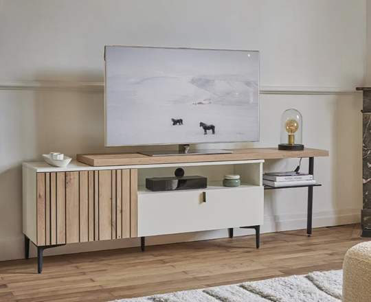 topaze meuble tv extensible craie mobimood
